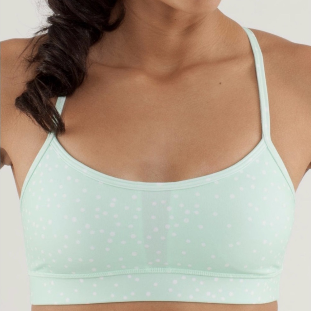 Lululemon Flow Y Sports Bra Mint Green Polka Dot, Size 8